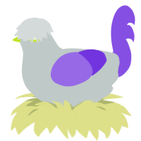 A silver and blurple chicken