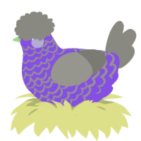 A blurple and ash chicken with a lace pattern