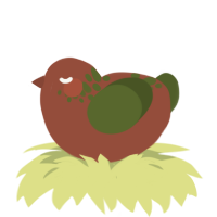 A russet and olive chicken with a neck-speckle pattern