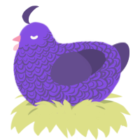 A blurple and overcast chicken with a double-lace pattern