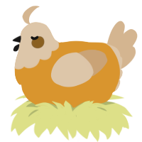 A orange and beige chicken with a head pattern