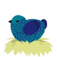 A sea and navy chicken with a lace pattern