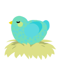 A mint and aqua chicken with a speckle pattern