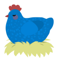 A sapphire chicken with a speckle pattern