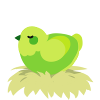 A grass and lime chicken with a head pattern