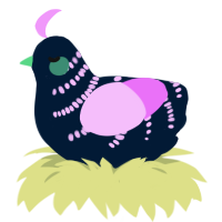 A tumblr and lavender chicken with a half-bar pattern