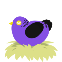A blurple and black chicken with a neck-band pattern