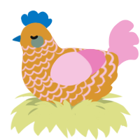 A orange and pink chicken with a lace pattern