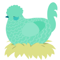 A mint chicken with a lace pattern