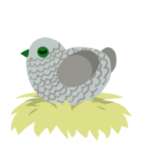 A silver and ash chicken with a lace pattern