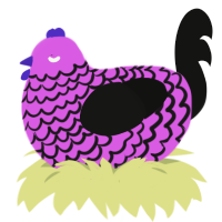 A orchid and black chicken with a lace pattern