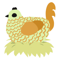 A apple and orange chicken with a lace pattern