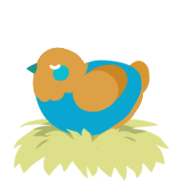A cerulean and orange chicken with a head pattern