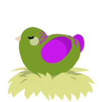 A chartreuse and amethyst chicken with a neck-band pattern
