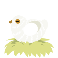 A white chicken with a bar pattern
