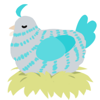 A mist and aqua chicken with a bar pattern