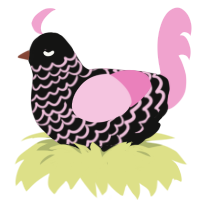 A black and pink chicken with a lace pattern
