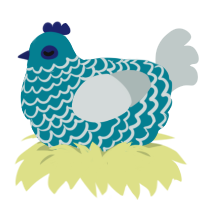 A sea and silver chicken with a lace pattern