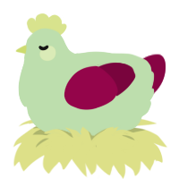 A gluppy and maroon chicken