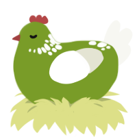 Fancy Pear, a chartreuse and white chicken with a neck-speckle pattern