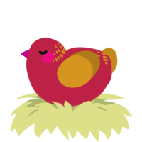 A crimson and ochre chicken with a neck-band pattern