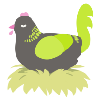 A grey and lime chicken with a neck-band pattern