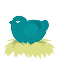 A teal chicken with a lace pattern