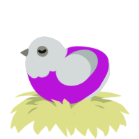 A amethyst and silver chicken with a head pattern