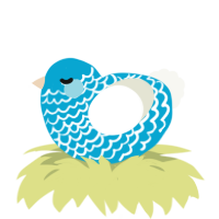 A cerulean and white chicken with a lace pattern