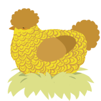 A yellow and gold chicken with a double-lace pattern