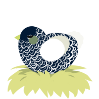 A tumblr and white chicken with a double-lace pattern