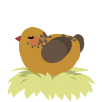 A gold and bark chicken with a neck-speckle pattern