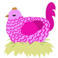 A lavender and fuchsia chicken with a lace pattern