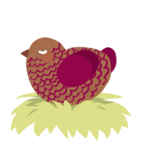 A brown and maroon chicken with a lace pattern