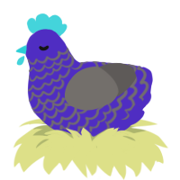 A indigo and grey chicken with a lace pattern