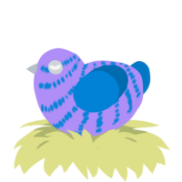 A lilac and sapphire chicken with a bar pattern