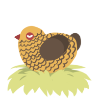 A honey and bark chicken with a lace pattern