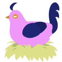 A lavender and navy chicken