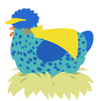 A red and orange chicken with a speckle pattern