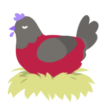 A crimson and grey chicken with a head pattern