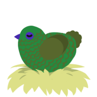 A viridian and olive chicken with a lace pattern
