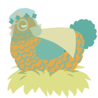 A orange and sky chicken with a lace pattern