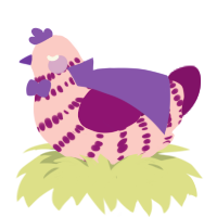 A rose and plum chicken with a bar pattern