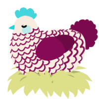 A cream and wine chicken with a lace pattern