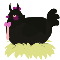 A sable and black chicken with a head pattern