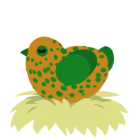 A ochre and leaf chicken with a speckle pattern