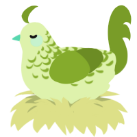 A apple and chartreuse chicken with a half-lace pattern