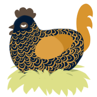 A tumblr and orange chicken with a double-lace pattern