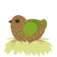 A brown and chartreuse chicken with a speckle pattern