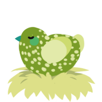 A chartreuse and lemon chicken with a speckle pattern